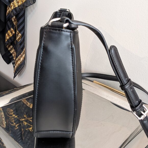 NEW Calvin Klein Black Leather Crossbody – Structured Sleek Minimalist Bag - Picture 5 of 10